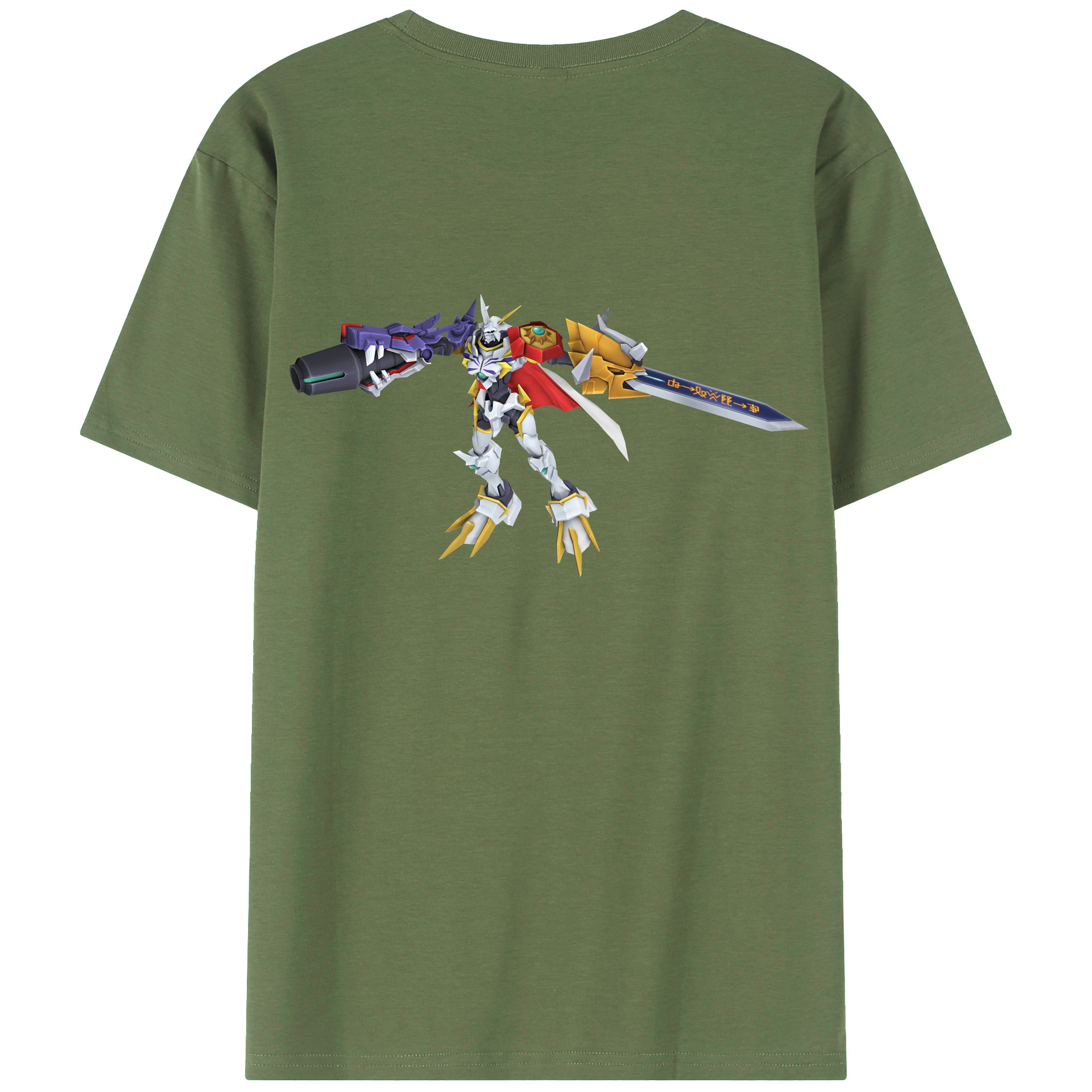 （画像用） Digimon デジタルモンスター/デジモン 綿100％ メンズ半袖Tシャツ（バックプリント） 通気性